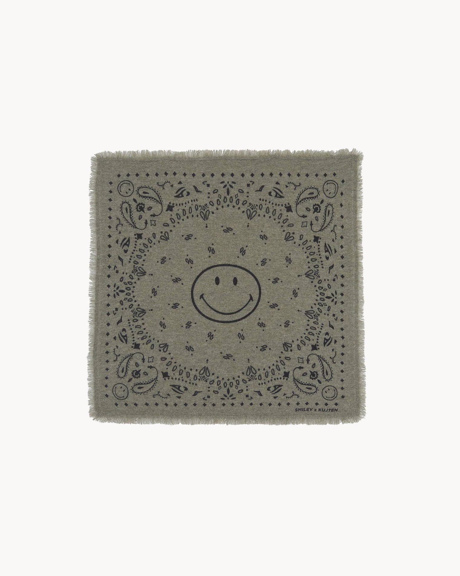 KUJTEN Small Bandana Hachi Smiley Marl Khaki - Bandana