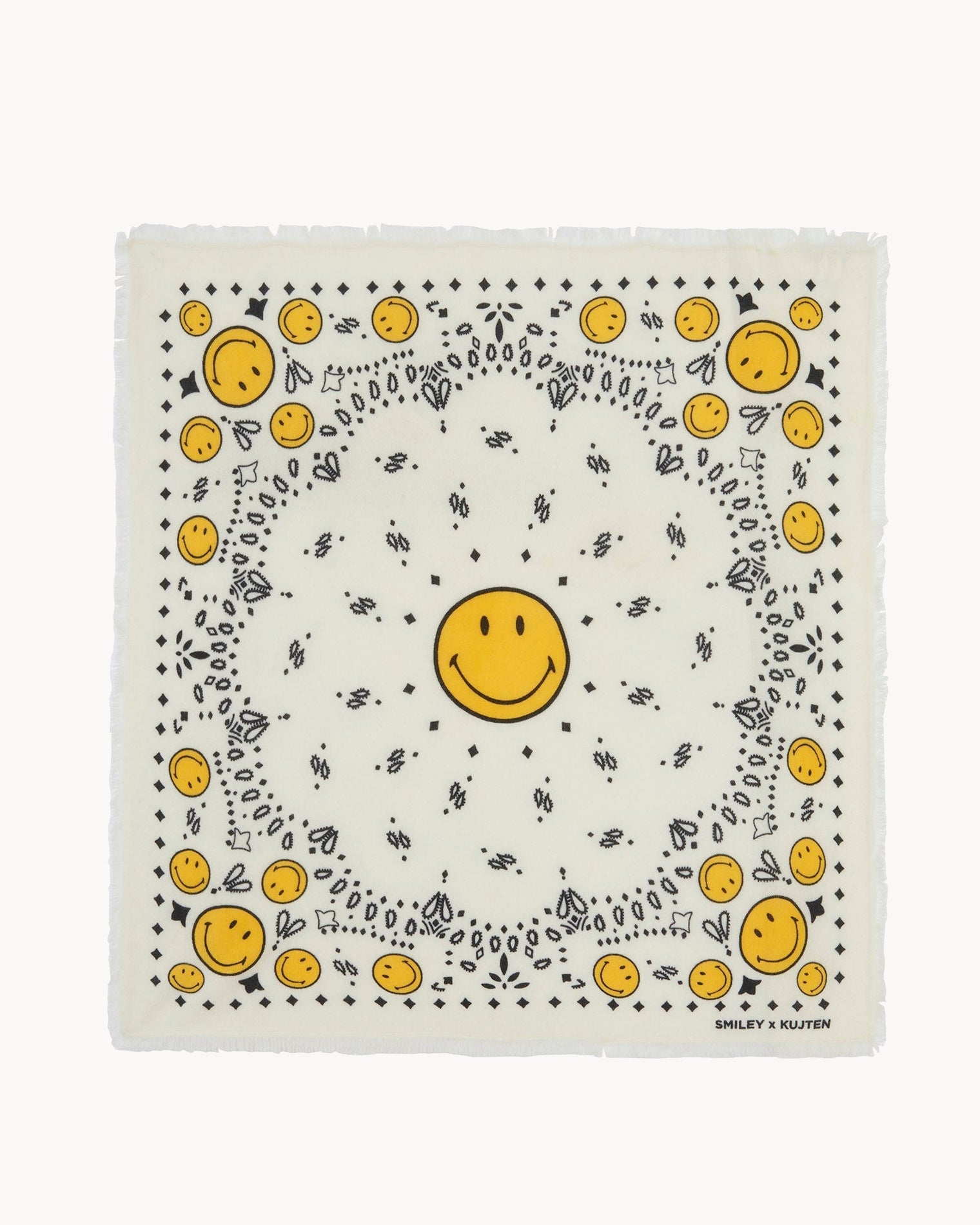 KUJTEN Large Bandana Hachiko Smiley White - Bandana