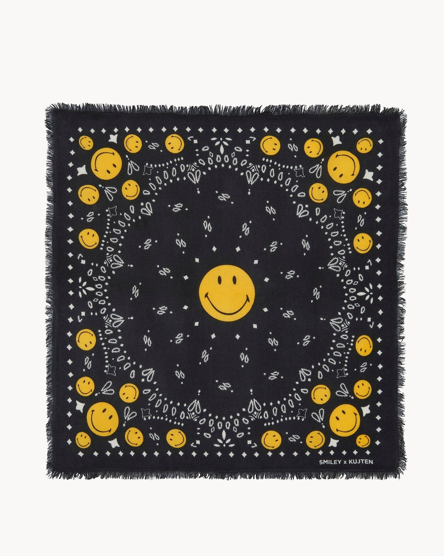 KUJTEN Large Bandana Hachiko Smiley Black - Bandana