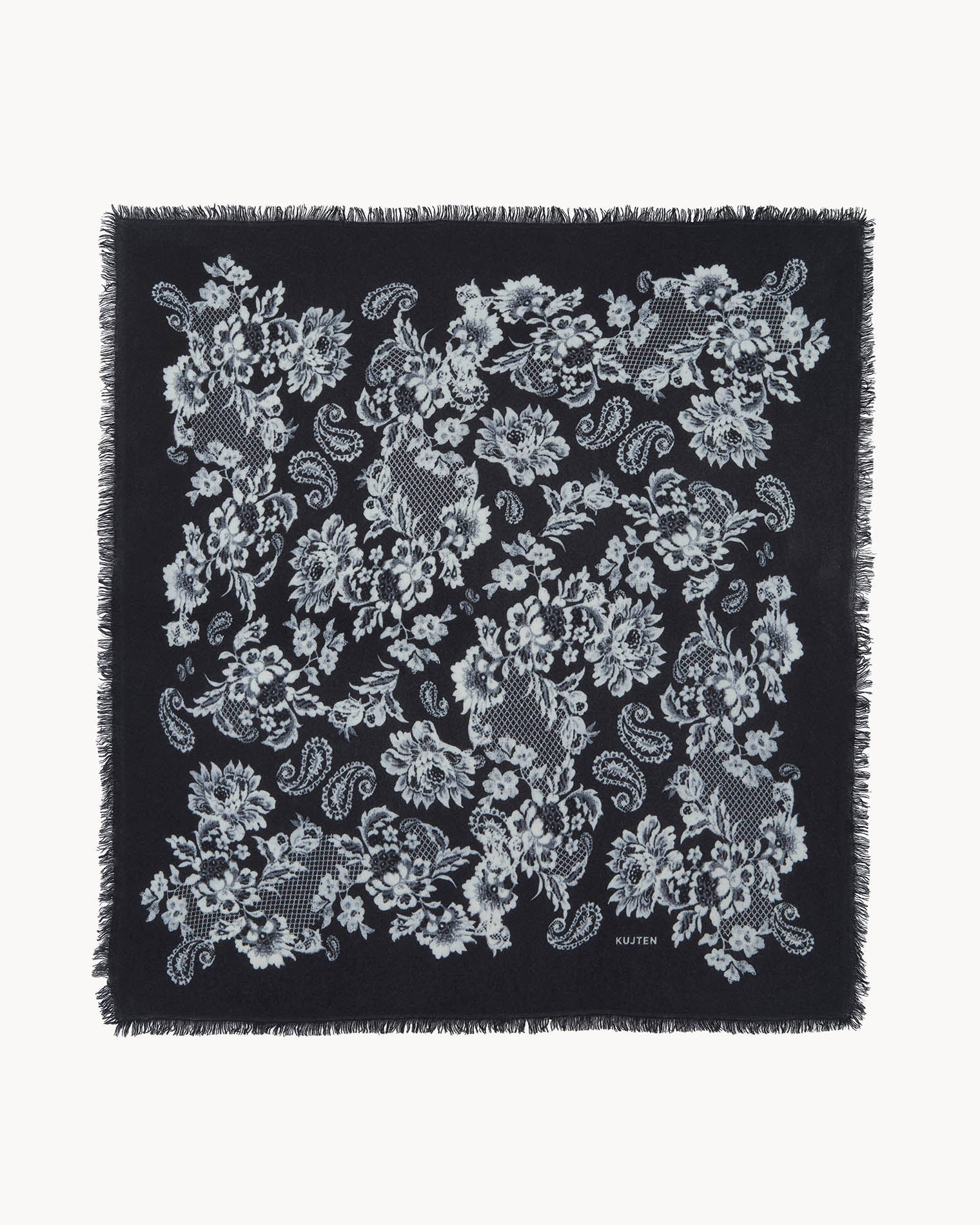 KUJTEN Large Bandana Hachiko Lace Black - White - Bandana